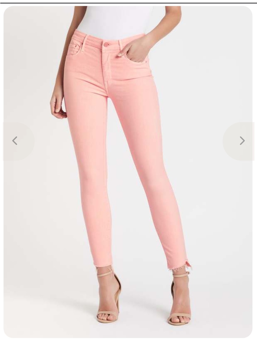MOTHER looker ankle step fray Jeans pale pink